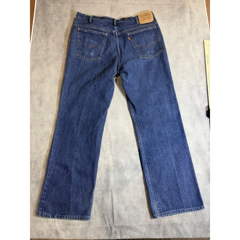 Vintage loggers Levi's Blue Cotton Denim Straight Jeans Men Suspender